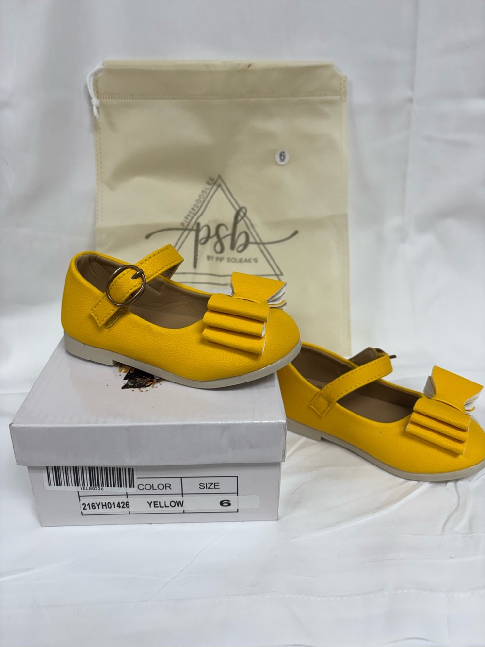 Yellow toddler  Girls' Mary Jane Shoes w/ bow sz 6